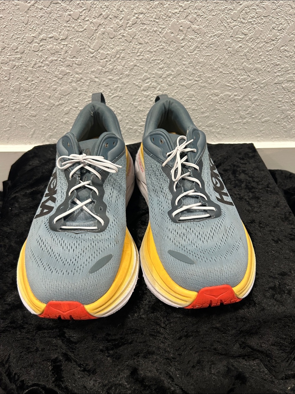 Hoka Slate Blue and Yellow Cushioned Road Running Shoes - Picture 2 of 5